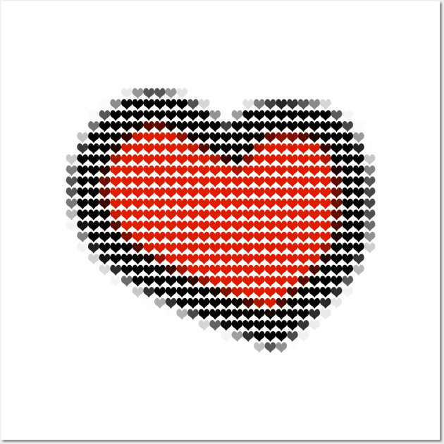 Chunky Red Valentines Day Heart Filled with Hearts Wall Art by ellenhenryart